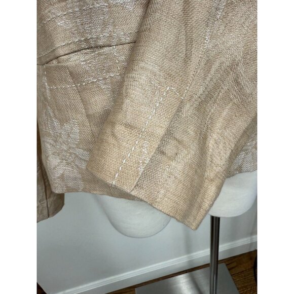 Tommy Bahama Womens‎ 100% Linen Tan Floral Button Up Jacket - Picture 5 of 13